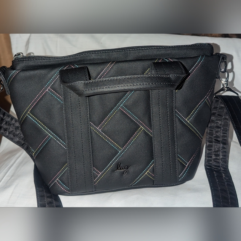 Lug Dory Matte Luxe Black Bag with Ice Pop Stitching